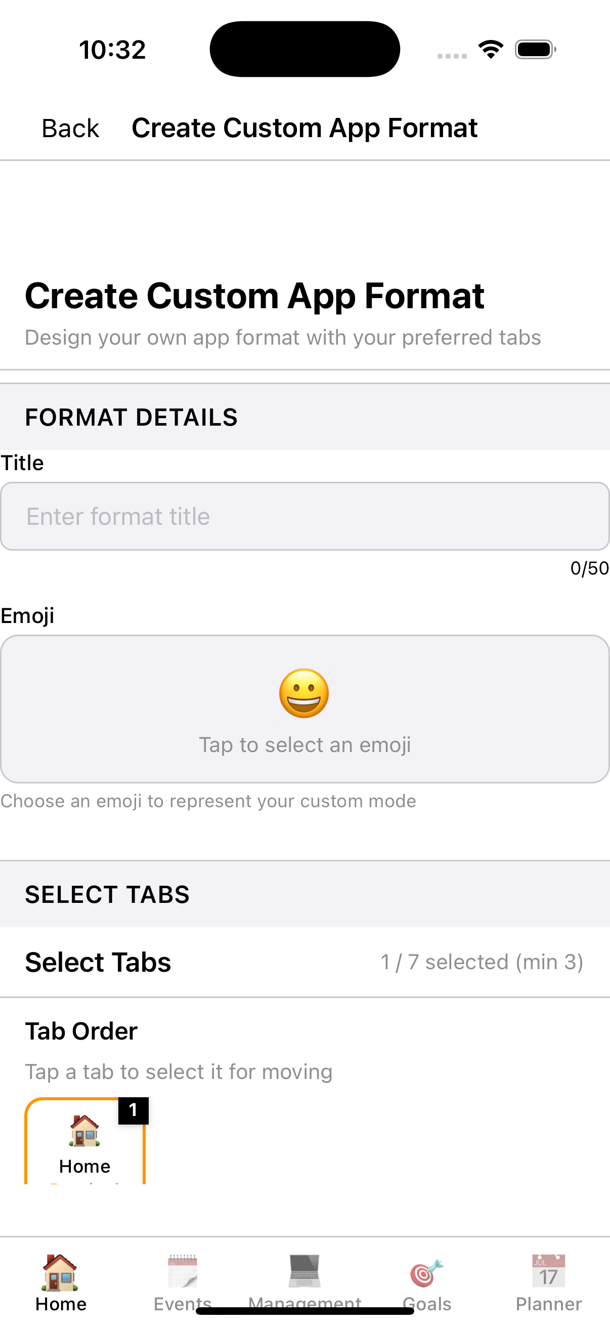 Create Custom App Format - Name and emoji selection