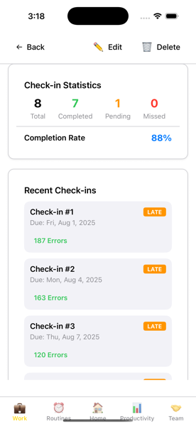 Expectations Metrics Detail - Check-ins and reporting